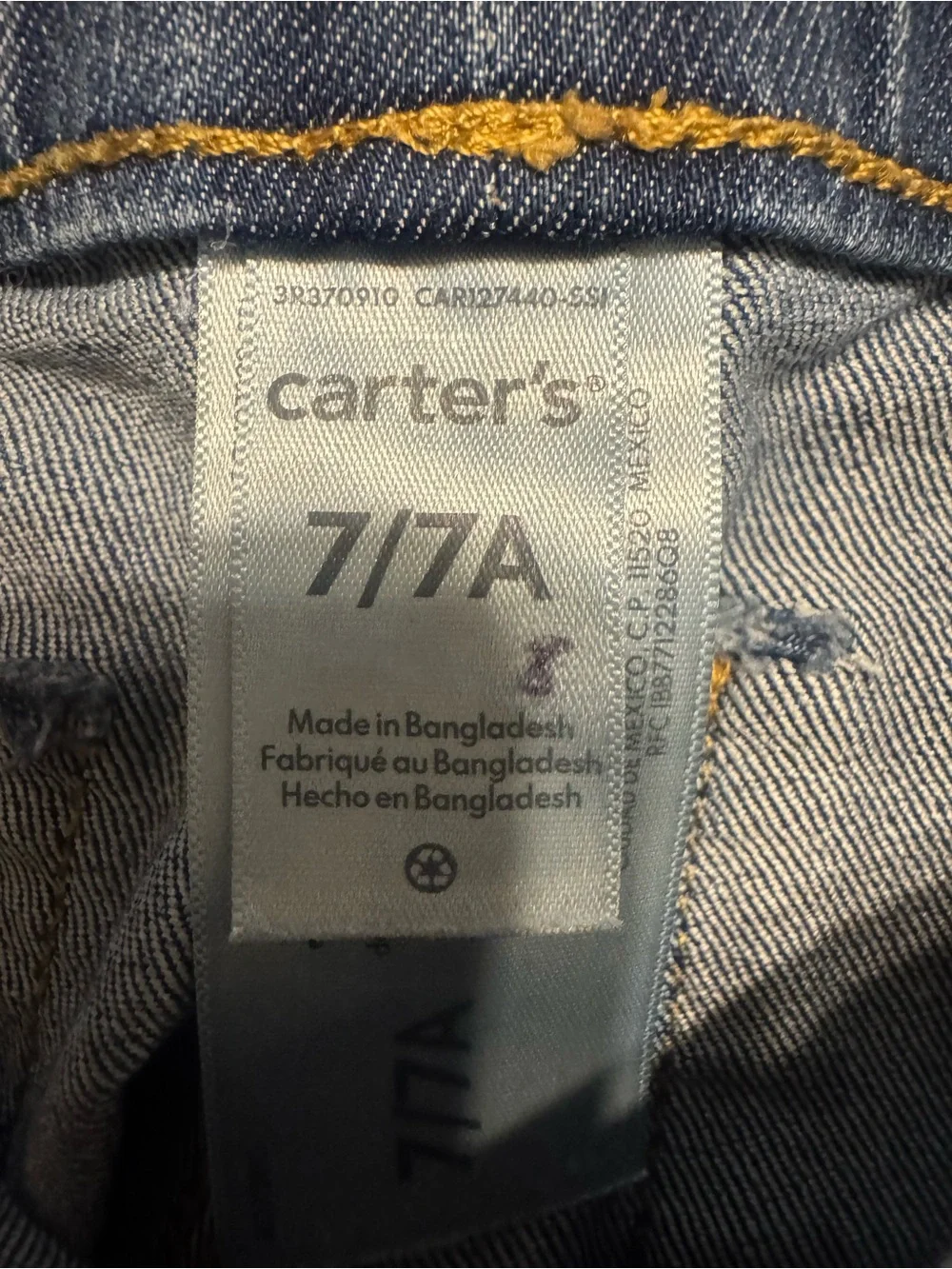 Lot of 3 Oshkosh/Carters Pull-On Jeans 7/8Dark Blue, Light Wash, and pink Cargo